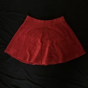 Corduroy Velvet Red Skater Skirt